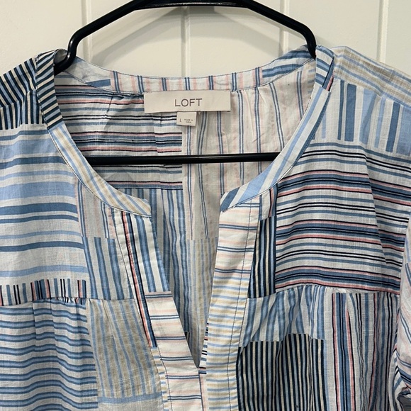 LOFT Women's Blue Patchwork blouse L - Picture 2 of 2